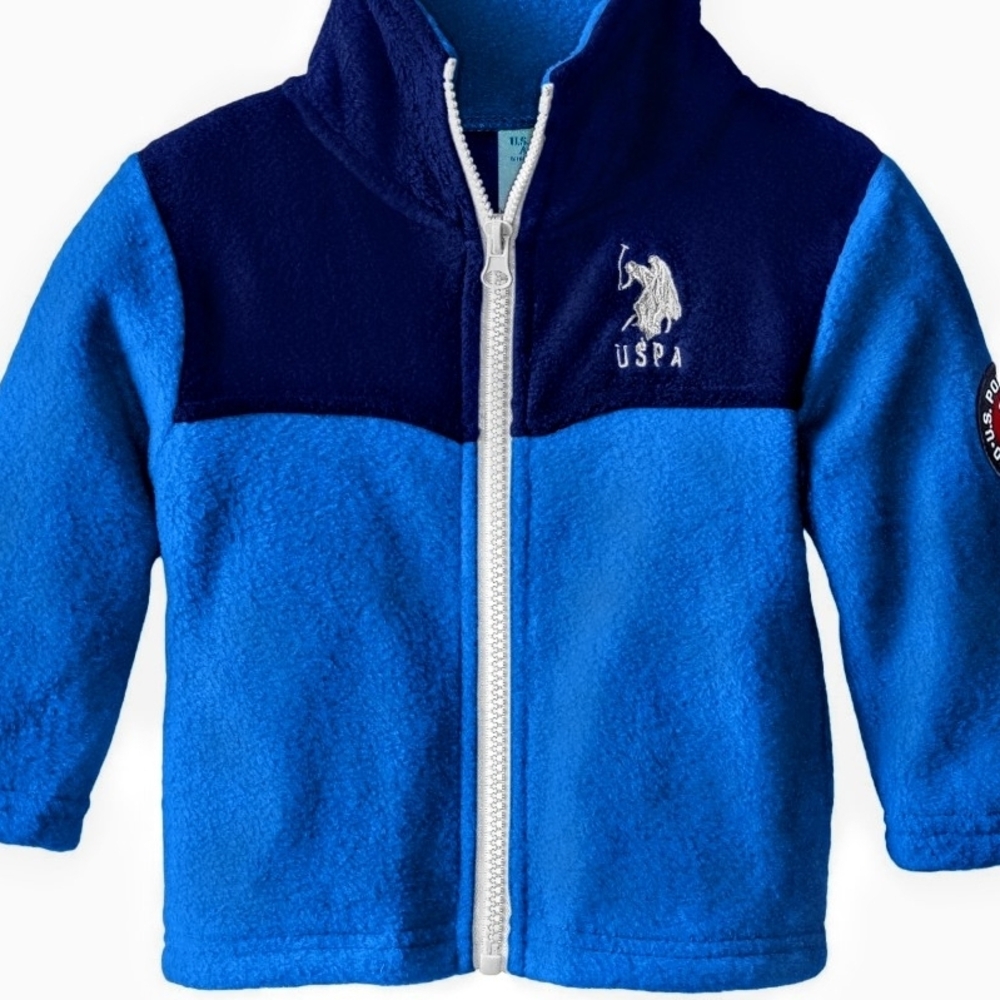 U.S. Polo Assn. Kids Two-Tone Blue Fleece Hoodie